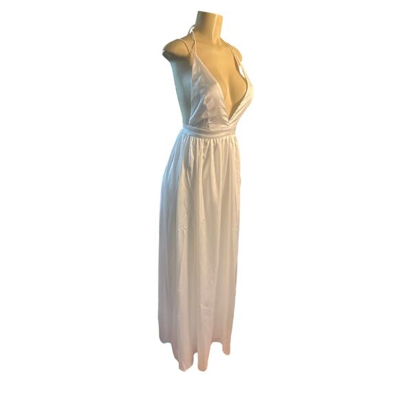 NWT Women XS Lulus This Is Real Love White Satin Wedding Gown Bridal Maxi Dress - Picture 1 of 7
